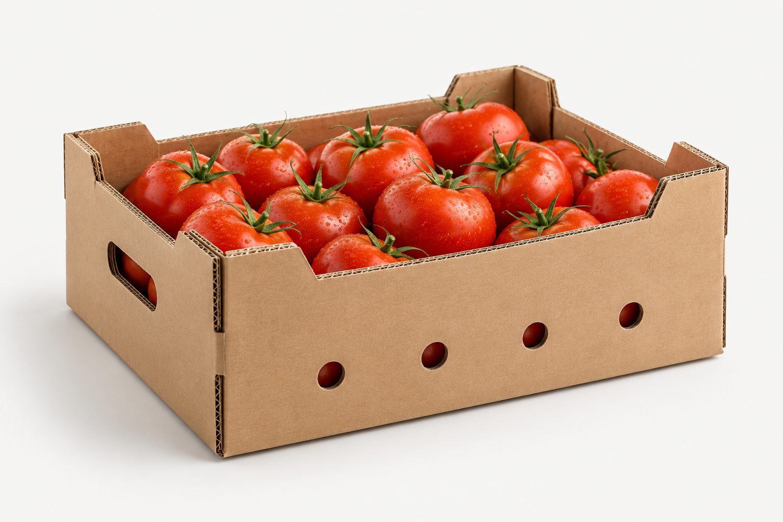 Caja agrícola ventilada con jitomates